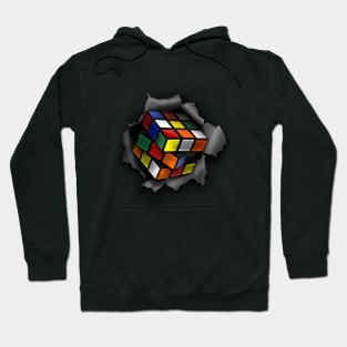 Cube Bursting Through - Rubik's Cube Inspired Design for people who know How to Solve a Rubik's Cube Hoodie